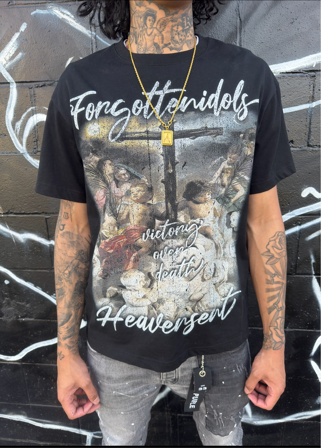 "FORGOTTEN IDOLS HEAVEN SENT"(BLACK TEE)